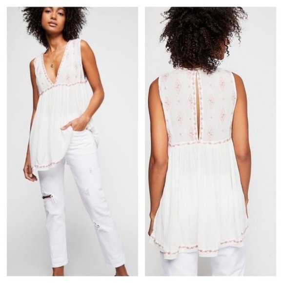 Free People Tops - HP🏆Free People Diamond Embroidered Top